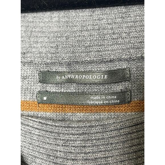 Anthropologie Elise Sweater Long Sleeve Ribbed  Long Line Womans M Gray Striped - Picture 7 of 7
